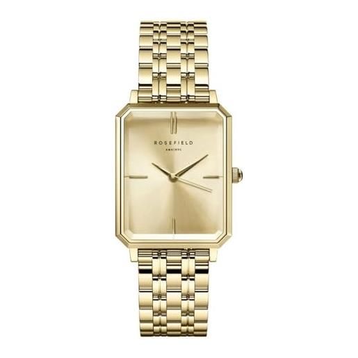 Rosefield ocgsg-o65 - orologio da donna, 23 x 29 mm, quadrante nero, cinturino in acciaio dorato, oro, standard