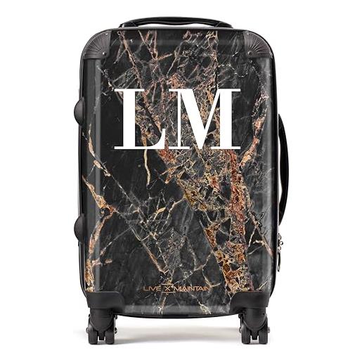 LIVE x MAINTAIN valigia personalizzata con scritta aggiungi le tue iniziali con nome e testo, in marmo, leggera, tsa, con 4 ruote girevoli, custodia rigida per bagaglio a mano, iniziali in marmo