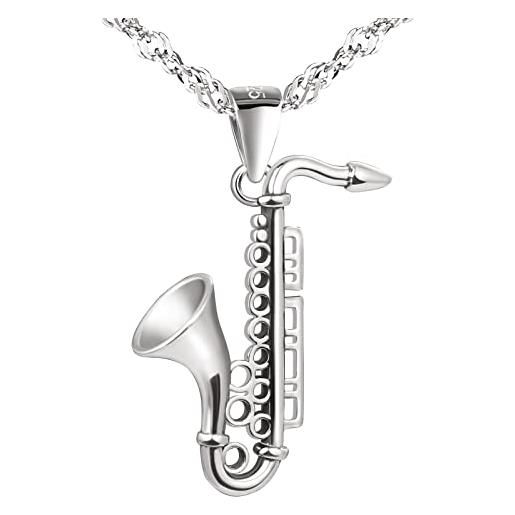 Yumilok collane da donna s925 in argento sterling ciondolo a forma di strumento musicale sassofono ciondolo speciale per una persona cara regalo per tutte le occasioni