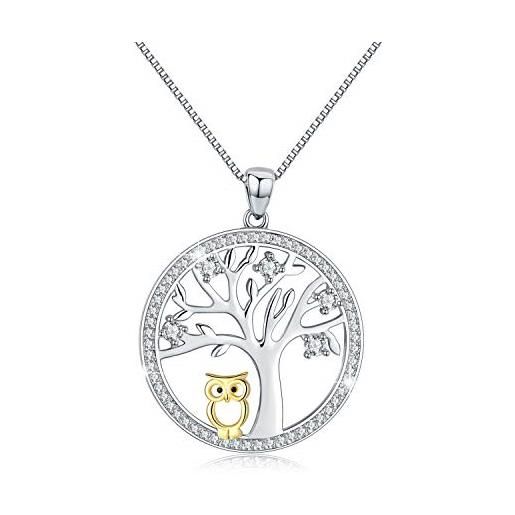 MEDWISE collana a forma di gufo, regalo di san valentino, in argento sterling 925, con ciondolo a forma di gufo, gioiello per donne e ragazze, catenina da 45,7 cm, con confezione regalo