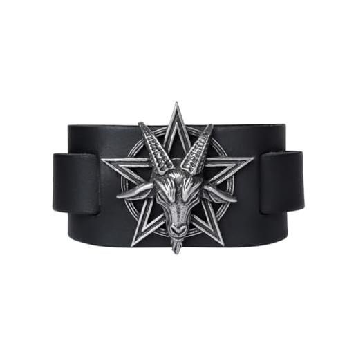 Alchemy Gothic baphomet uomo bracciale in pelle nero pelle