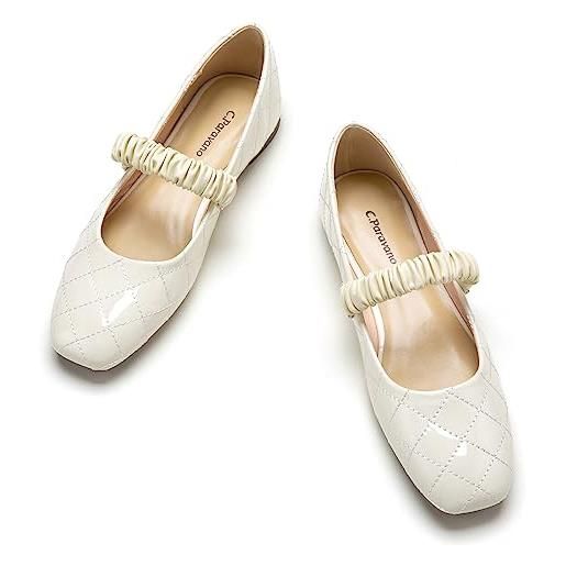 C.Paravano scarpe mary jane da donna | scarpe in pelle ballerine bianche mary jane (38, bianco)