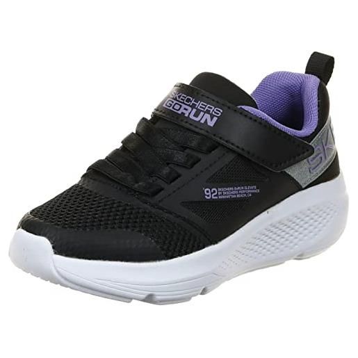Skechers go run elevate up step, scarpe sportive bambine e ragazze, black mesh purple trim, 30 eu