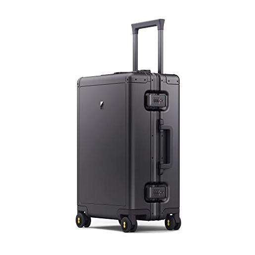 LEVEL8 valigia bagaglio a mano alluminio rigido trolley 20, elegante valigia trolley con rotelle girevoli e lucchetto tsa integrato, 56cm, 35.5l, grigio