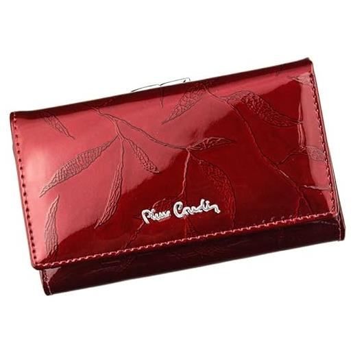 Pierre Cardin portafoglio da donna in pelle naturale ampio scomparto per cambio con scomparti per carte di credito confortevole funzionale, rosso, leaf