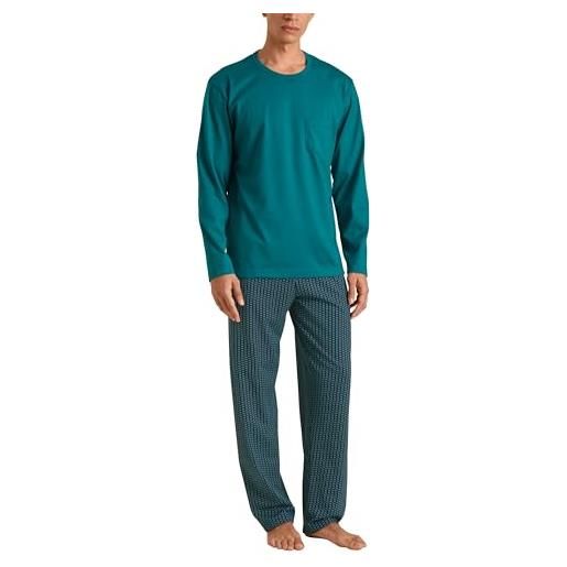 Calida relax imprint set di pigiama, opaco, deep lagoon green, 46-48 uomo
