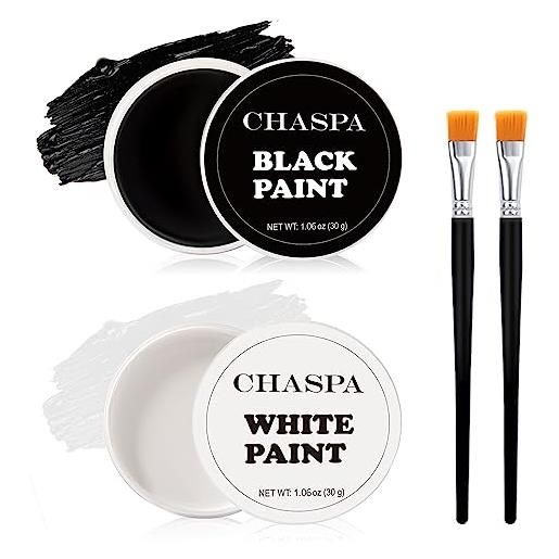 CHASPA, set di colori per il viso bianco + nero per trucco clown, per viso e corpo, professionali, a base d'olio e ad alta pigmentazione, per halloween, effetti speciali, travestimento, multiuso, 60 g