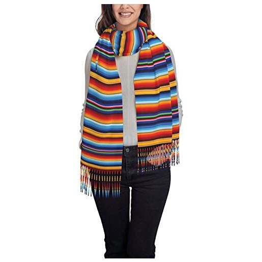 ANGYANG sciarpa calda, righe messicane, scialli da donna grandi in morbido cashmere con stola leggera 192x75 cm