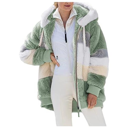 Fulidngzg giacca invernale donna taglie forti s-5xl con cappuccio teddy bear felpa in pile 2023 caldo autunnale invernale cappotti elegante media lunga giacca con zip montagna cappotto outdoor