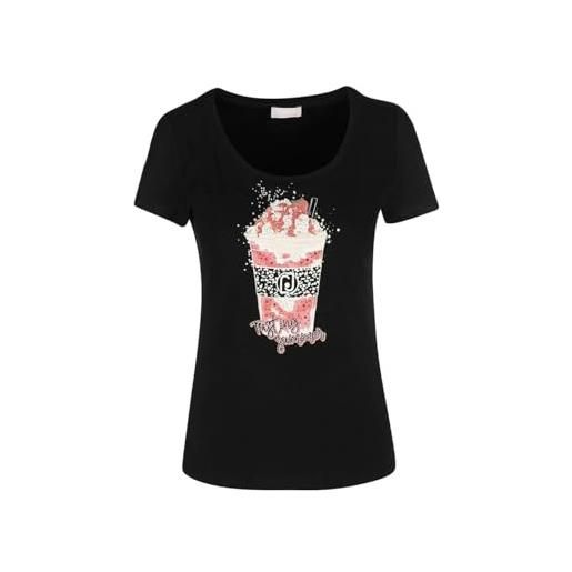 Liu Jo Jeans liu jo ecs t-shirt m/c t-shirt in jersey di cotone stampa ice cream con strass scollo rotondo maniche corte nero nero liu jo q9388