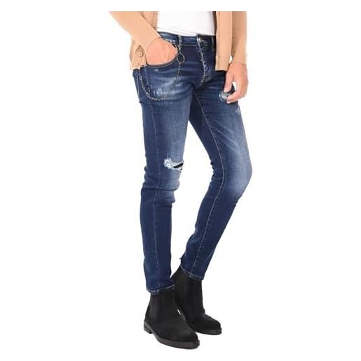 Ciabalù jeans uomo strappati skinny blu in cotone made in italy slim fit (44)