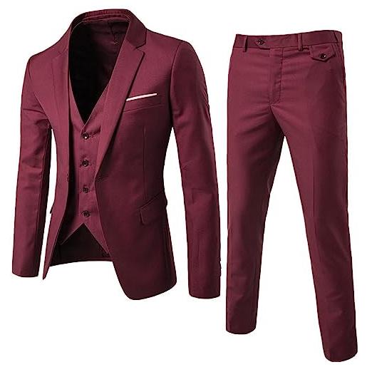 JokeLomple abito uomo completo - giacca e pantaloni abiti cerimonia uomo tinta unita taglie forti classica blazer vintage per matrimoni e affari