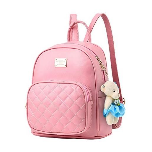 BAG WIZARD zaino in pelle borsa satchel scuola borse casual viaggio zaini per le donne, rosa, small