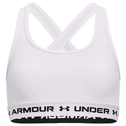Under Armour girls' crossback mid solid , white (100)/white , youth x-small