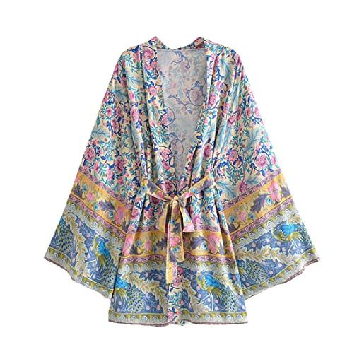 BGT estate, donna cotone pizzo posizionamento kimono, vestibilità sciolta, viaggio, vacanza, giacca corta (style 1, s)