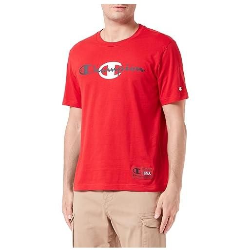 Champion legacy basketball - s-s crewneck t-shirt, rosso scuro, m uomo fw23