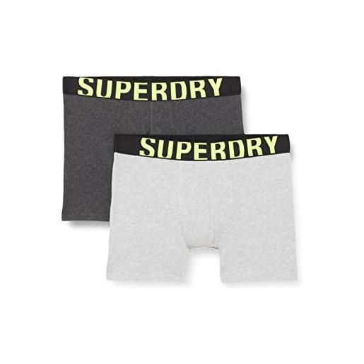 Superdry boxer dual logo double pack, black/black optic, s regular uomo