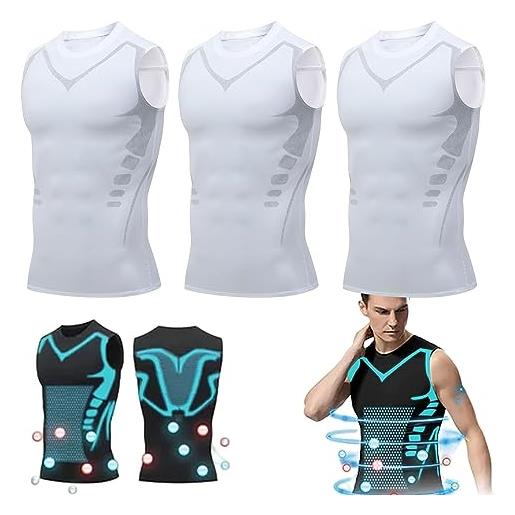 LIXQQS versione ionic shaping vest men, tessuto di seta ghiaccio confortevole e traspirante da uomo per costruire un corpo perfetto (color: c-3pcs white, size: m)
