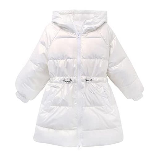 LOIJMK bambino ragazzi inverno caldo spessore solido manica lunga imbottito cappotto cappotto giacca invernale 68, bianco, 6-7 anni