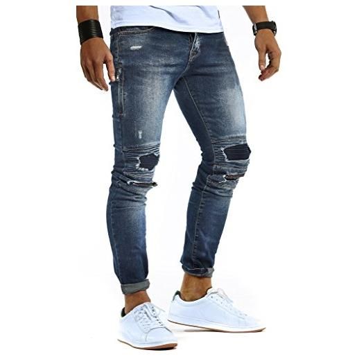 Leif Nelson jeans da uomo pantaloni jean ln-9935 blu w33/l30
