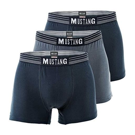 Mustang pantaloncini da uomo, confezione da 3, pantaloncini da boxe, pantaloni, vero denim, s-xl: colour: navy/blue/navy | size: large