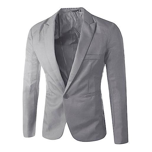 KJDWJKJRF giacca sportiva da uomo, slim fit, per il tempo libero, vestibilità normale, con collo sciallato, giacca a 2 bottoni, per matrimonio, tempo libero, blazer formale, elegante giacca formale, 