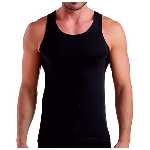 Enrico Coveri 3 pezzi canottiera coveri uomo spalla larga et1002 in cotone bielastico, nero, 3/s