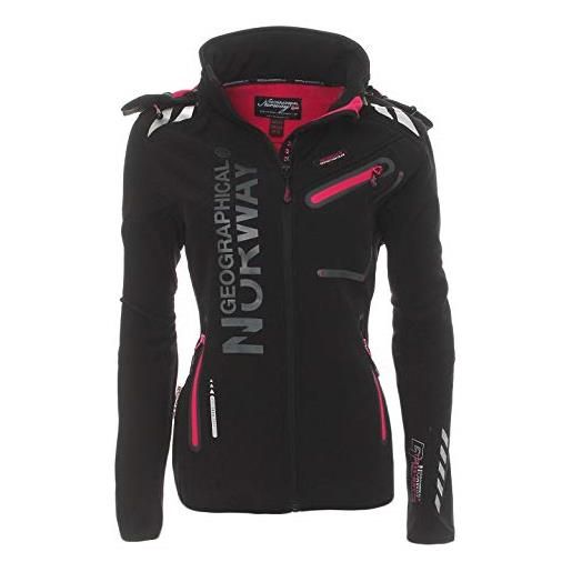 Geographical Norway romantic turbo-dry - giacca da donna in softshell, con cappuccio rimovibile nero/rosa s