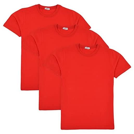A2Z 4 Kids ragazzi ragazze pack of 3 pianura magliette morbido sentire pe scuola - t shirt pl red 3 pack 2-3