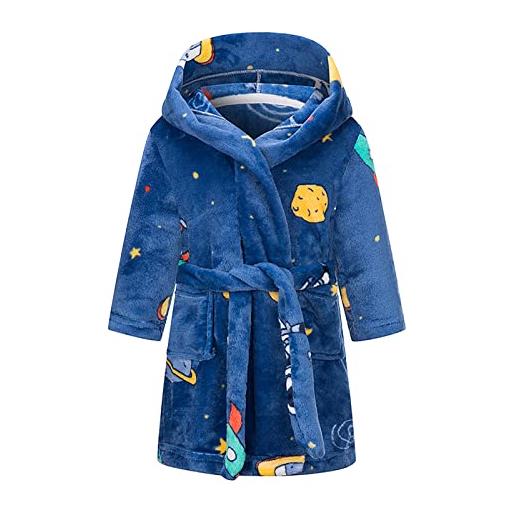 NautySaurs accappatoio per bambini unisex per bambini da 1 a 12 anni, blu - spazio, 4-5 anni