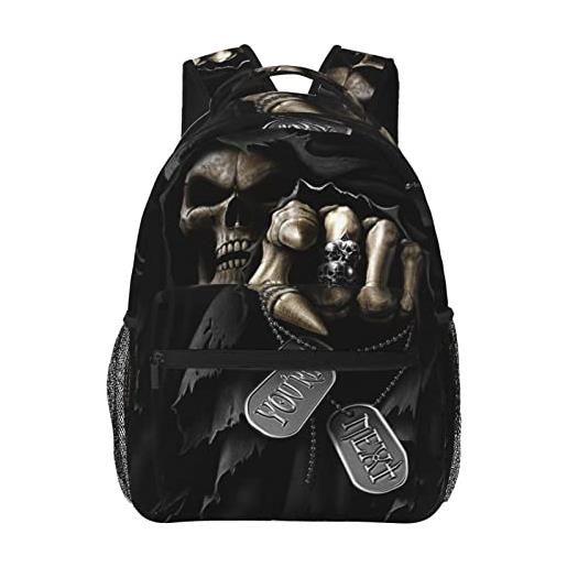 BEICAI zaino scuola grim reaper morte horror con tasche leggero impermeabile duffle bag zaino personalizzato zaino laptop, nero , taglia unica