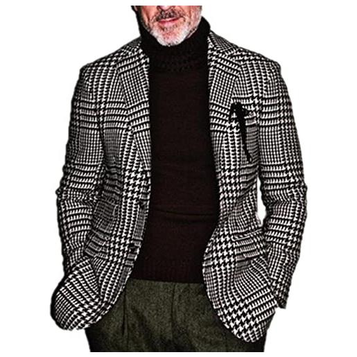 each women giacca blazer da uomo con motivo scozzese vintage giacche da abito da uomo monopetto a quadri blazer chic a quadri in tweed