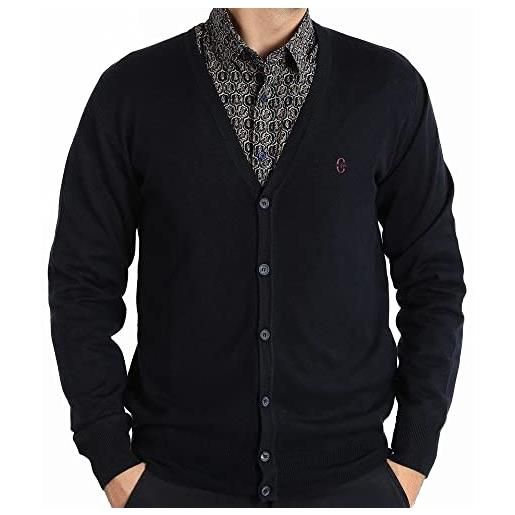 Coveri maglione uomo pullover gilet maglia aperta con bottoni elegante classico m l xl xxl (xxxl - blu)