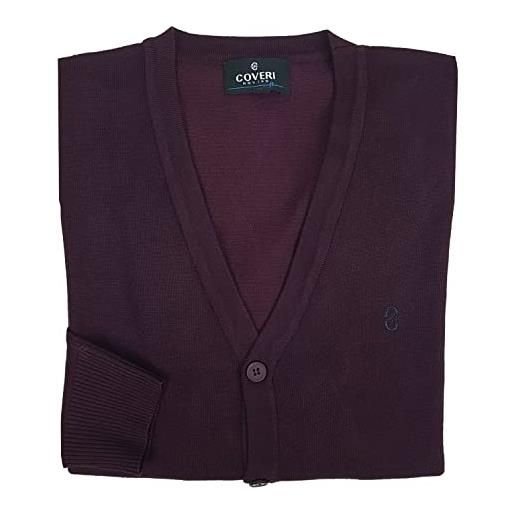 Coveri maglione uomo pullover gilet maglia aperta con bottoni elegante classico m l xl xxl (xxxl - bordeaux)