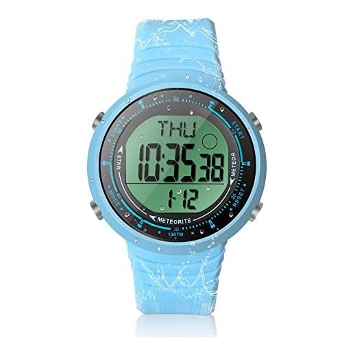 TEKMAGIC orologio sportivo digitale per ragazzi e ragazze, 100 m, impermeabile, con funzione sveglia, cronometro, cronografo, conto alla rovescia, timer, doppio tempo, formato 12 o 24 ore, cinturino