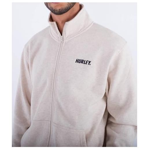 Hurley fastlane-pile con zip maglione pullover, heather sand, xxl uomo