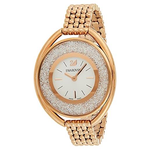 Swarovski crystalline oval rose gold tone braccialetto watch