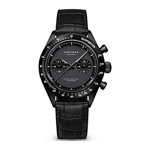 Hoffman Watches racing 40 cronografo ibrido grigio quarzo meccanico acciaio ip nero pelle orologio uomo