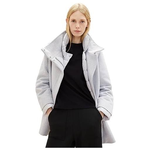 TOM TAILOR cappotto con colletto alto, 25128-soft grigio melange, xxl donna