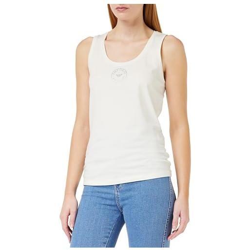 Emporio Armani logo da donna tank essential studs t-shirt, pale cream, xl