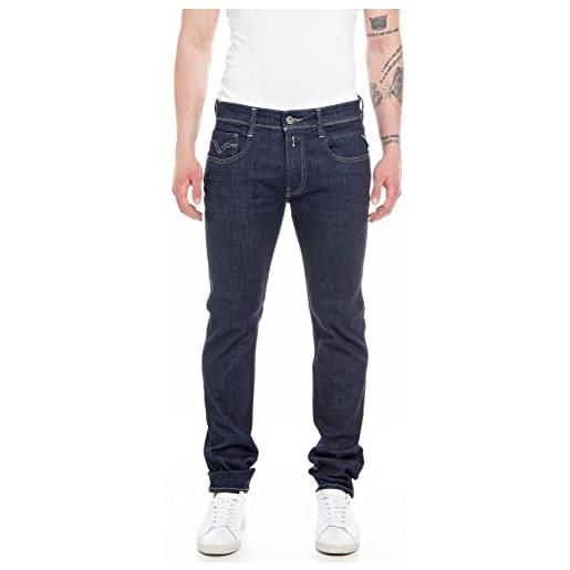 REPLAY jeans uomo anbass slim fit aged super elasticizzati, blu (dark blue 007), w27 x l32