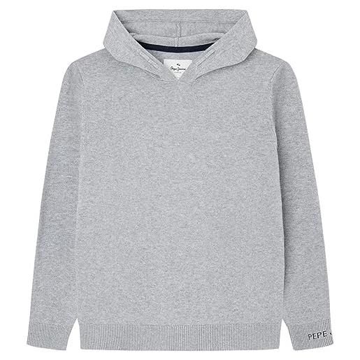 Pepe Jeans tottenham hoodie, felpa con cappuccio bambini e ragazzi, grigio (grey marl), 12 anni