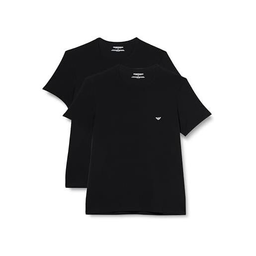 Emporio Armani underwear 2-pack t-shirt crew neck logo, black/black, l uomo
