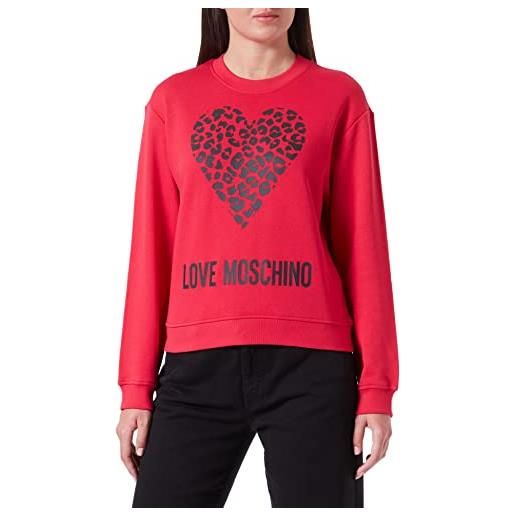Love Moschino vestibilità regolare con maxi animalier heart and logo. Maglia di tuta, nero, 50 donna