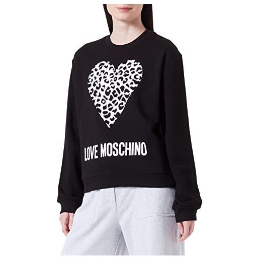 Love Moschino vestibilità regolare con maxi animalier heart and logo. Maglia di tuta, crema, 48 donna
