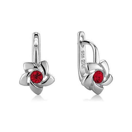 butterfly bambine ragazze orecchini argento 925 rosso swarovski elements originali fiore incartamento di regalo