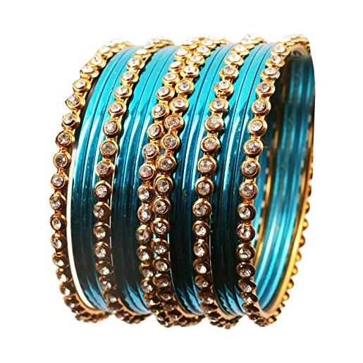 Touchstone colorful collection indian bollywood lega singola linea trasparente strass e colore strutturato bracciali bracciale in oro antico per le donne. , grande, strass