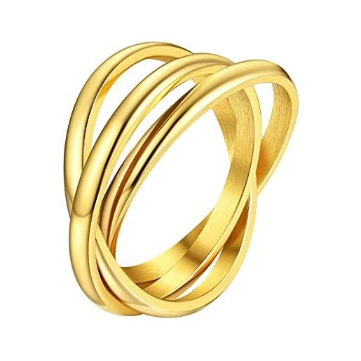 Supcare anello mignolo donna intrecciati a tre, oro anelli donna acciaio inossidabile, misura 16 anelli sottili