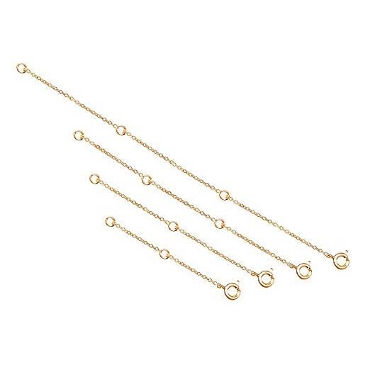 Meow Star collana estensione in argento extender collane bracciale argento sterling per gioielli 4 pezzi/3 pezzi, argento, oro e oro rosa (rose-n-4, placcato platino-2''3''4''6'')