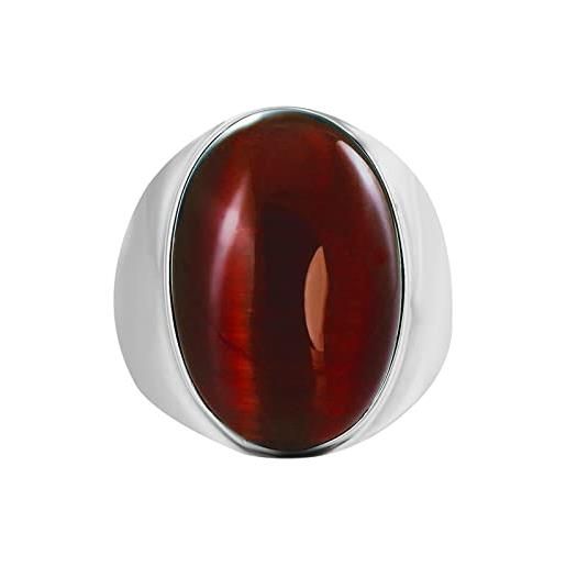 Lieson anello in acciaio uomo, anello nuziale uomo anelli uomo zirconia pietra opale ovale rosso argento anello misura 27
